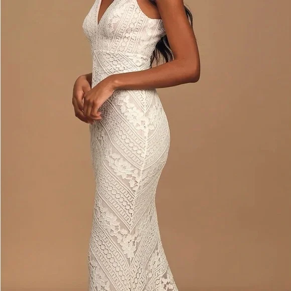 Lulus Alliana White Lace Mermaid Maxi Dress - Picture 4 of 5